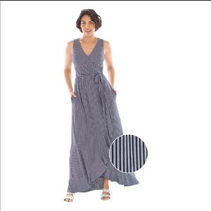 Soma navy white stripe dress large
